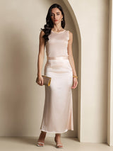 [Light Pink] SilkSilky  Sleeveless Round Neck Women's T-Shirt 007