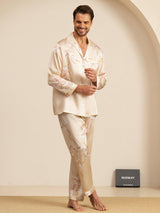 [Champagne] SilkSilky  Long Sleeve Lapel Collar Men's Pajamas 004