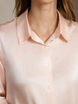 [Light Pink] SilkSilky  Long Sleeve Lapel Collar Women's Shirts 004
