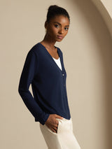 [Dark Blue] SilkSilky  Long Sleeve Women's Cardigan 005