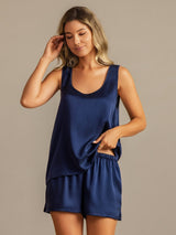 [Dark Blue] SilkSilky  Sleeveless Women's Pajamas 007