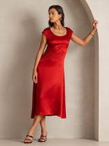 [Wine] SilkSilky  Cap Sleeve Dress 004