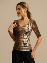 [Tiger] SilkSilky  Half Sleeve Women's T-Shirt 003