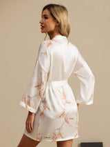 [White] SilkSilky  3/4 Sleeve Women's Robe 002