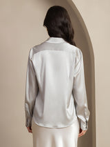 [Light Gray] SilkSilky  Long Sleeve Lapel Collar Women's Shirts 002