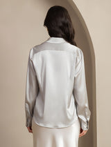 [Light Gray] SilkSilky  Long Sleeve Lapel Collar Women's Shirts 002