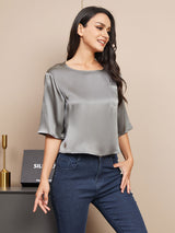[Dark Gray] SilkSilky  Half Sleeve Women's T-Shirt 001