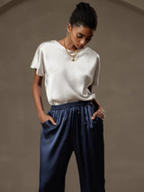 [Light Gray] SilkSilky  Short Sleeve Boat Neck Women's T-Shirt 005