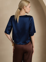 [Dark Blue] SilkSilky  Half Sleeve Women's T-Shirt 002