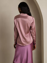 [Pale Mauve] SilkSilky  Long Sleeve Lapel Collar Women's Shirts 002