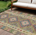 8 X 10 Green Geometric Washable Indoor Outdoor Area Rug