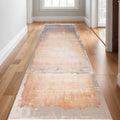 19 Runner Beige Blue And Brown Abstract Runner Rug