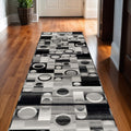 17 Runner Black And Gray Geometric Runner Rug