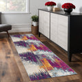 9 Purple Orange And Gray Abstract Runner Rug