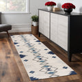 9 Blue Beige And Gray Southwestern Runner Rug