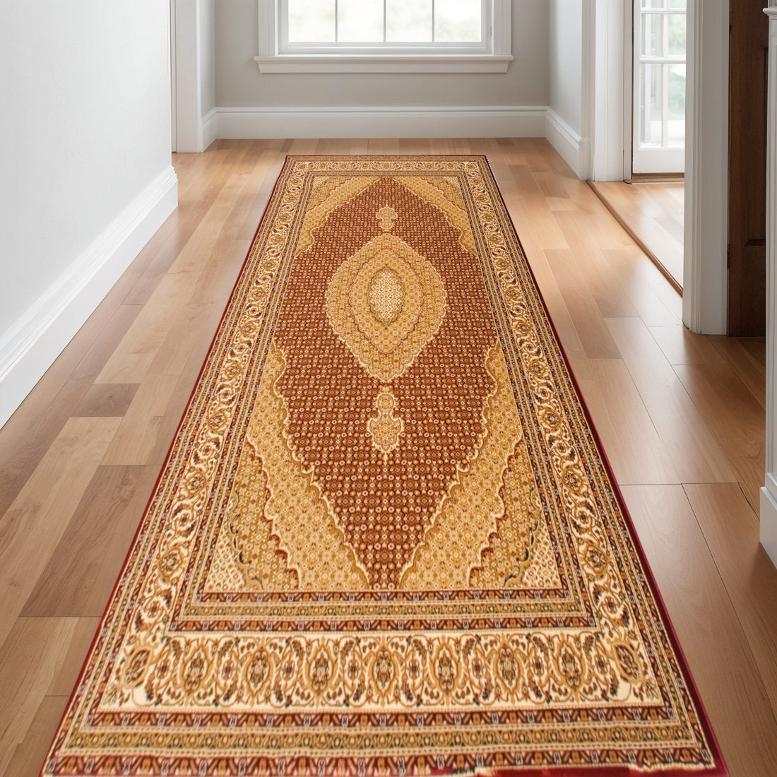 2 x 25 Red And Beige Moroccan Runner Rug
