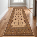 30 Runner Tan And Brown Oriental Area Rug
