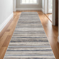 30 Runner Blue Brown And Sand Striped Area Rug