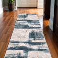 19 Runner Blue And Beige Abstract Runner Rug