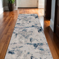 19 Runner Blue Beige And Gray Abstract Runner Rug