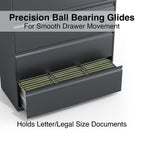 Lorell 4-Drawer Lateral File, 42 By 18-5/8 By 52-1/2-Inch, Charcoal