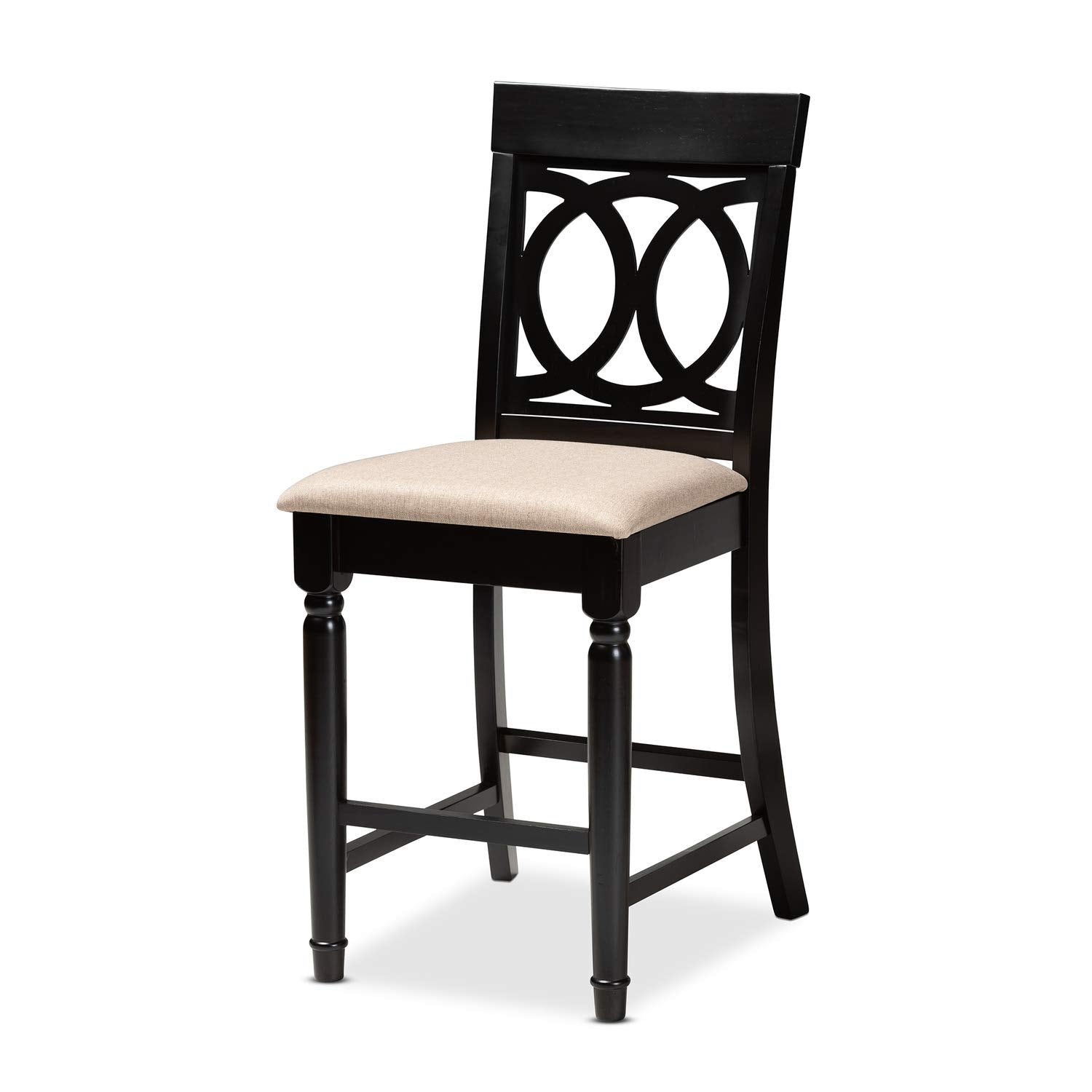 Baxton Studio Verina Sand Upholstered Espresso Wood 5-Piece Pub Set