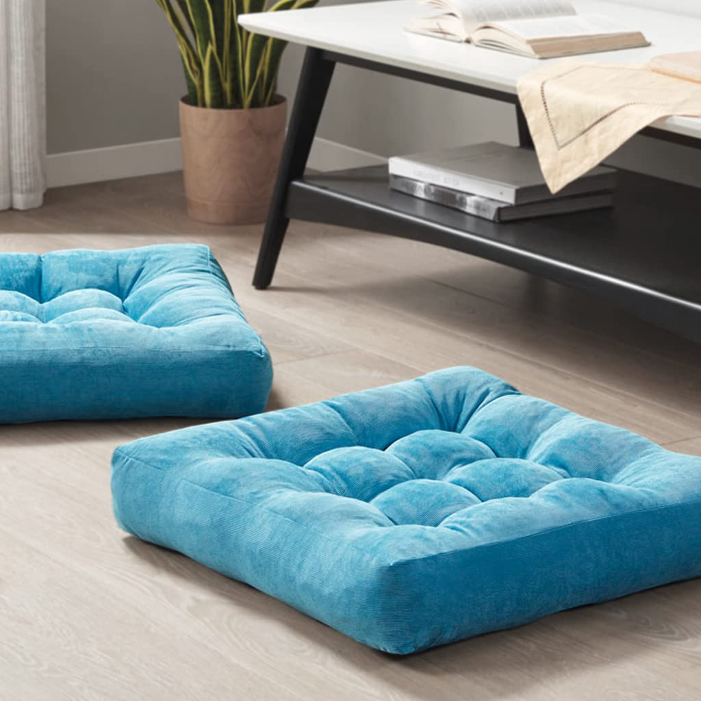 Meditation Floor Pillow Set Of 2, Square Large Pillows Seating For Adults, Tufted Corduroy Floor Cushion For Living Room Tatami,