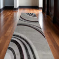 18 Gray And Black Abstract Runner Rug