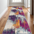 16 Purple Orange And Gray Abstract Runner Rug