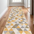 11 Yellow Beige And Gray Geometric Runner Rug