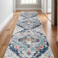 16 Blue Gray And Pink Oriental Runner Rug