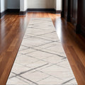 14 Beige And Gray Abstract Runner Rug