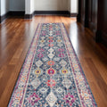 14 Blue And Beige Southwestern Runner Rug