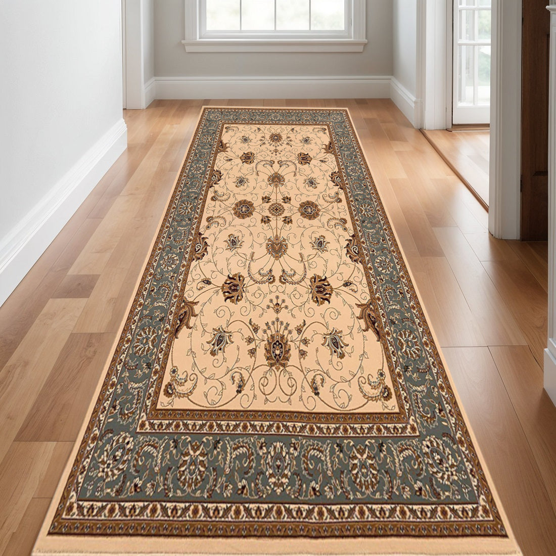 18 Beige Gray And Brown Oriental Runner Rug
