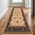 18 Beige Black And Brown Oriental Runner Rug