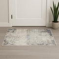 2 X 2 Navy Blue And Beige Abstract Square Rug