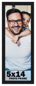 CountryArtHouse 5x14 Frame Black Solid Pine Wood Picture Frame Includes UV Acrylic Plexiglass, Acid Free Foam Backing Board and 