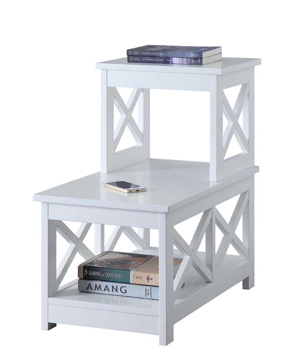 Convenience Concepts Oxford 2 Step Chairside End Table, White