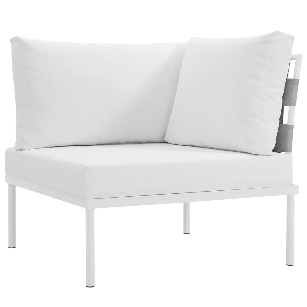 Modway Harmony Outdoor Patio Aluminum, Corner Sofa, White Beige