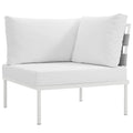 Modway Harmony Outdoor Patio Aluminum, Corner Sofa, White Beige