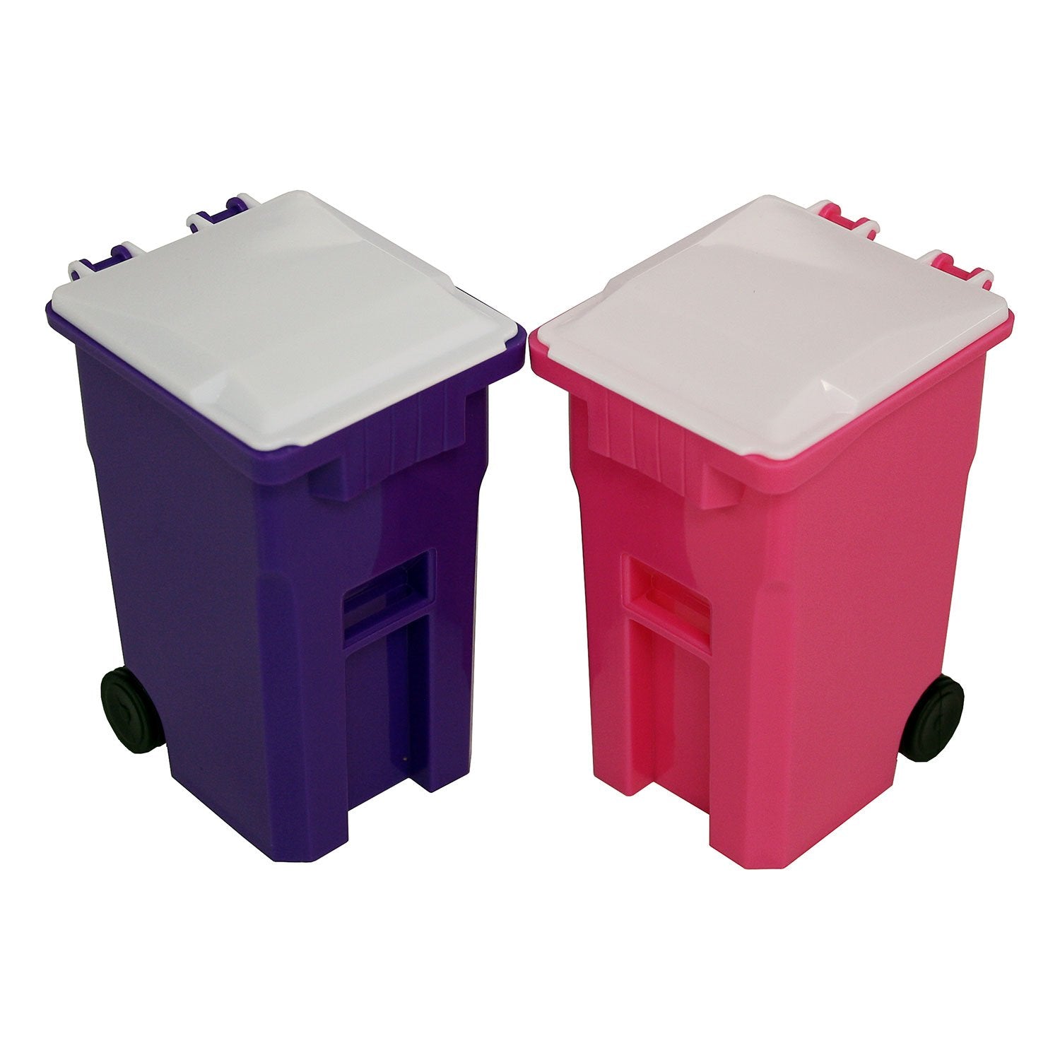 Thornton'S Office Supplies Desk Pen Holder - Tiny Curbside Garbage Trash And Mini Recycle Can Set - Cool Plastic Pencil Cup Stor