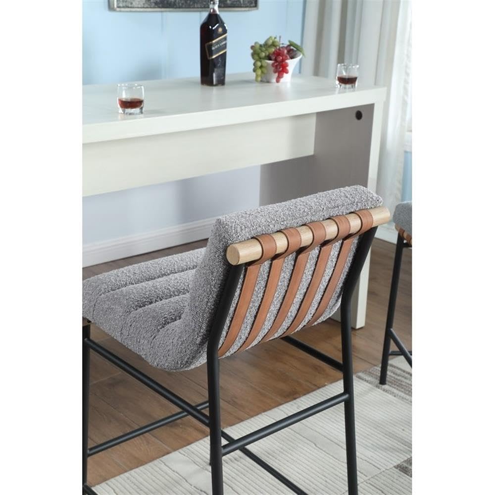 LILOLA LIVING Lahni Gray Boucle Fabric Counter Height Chair
