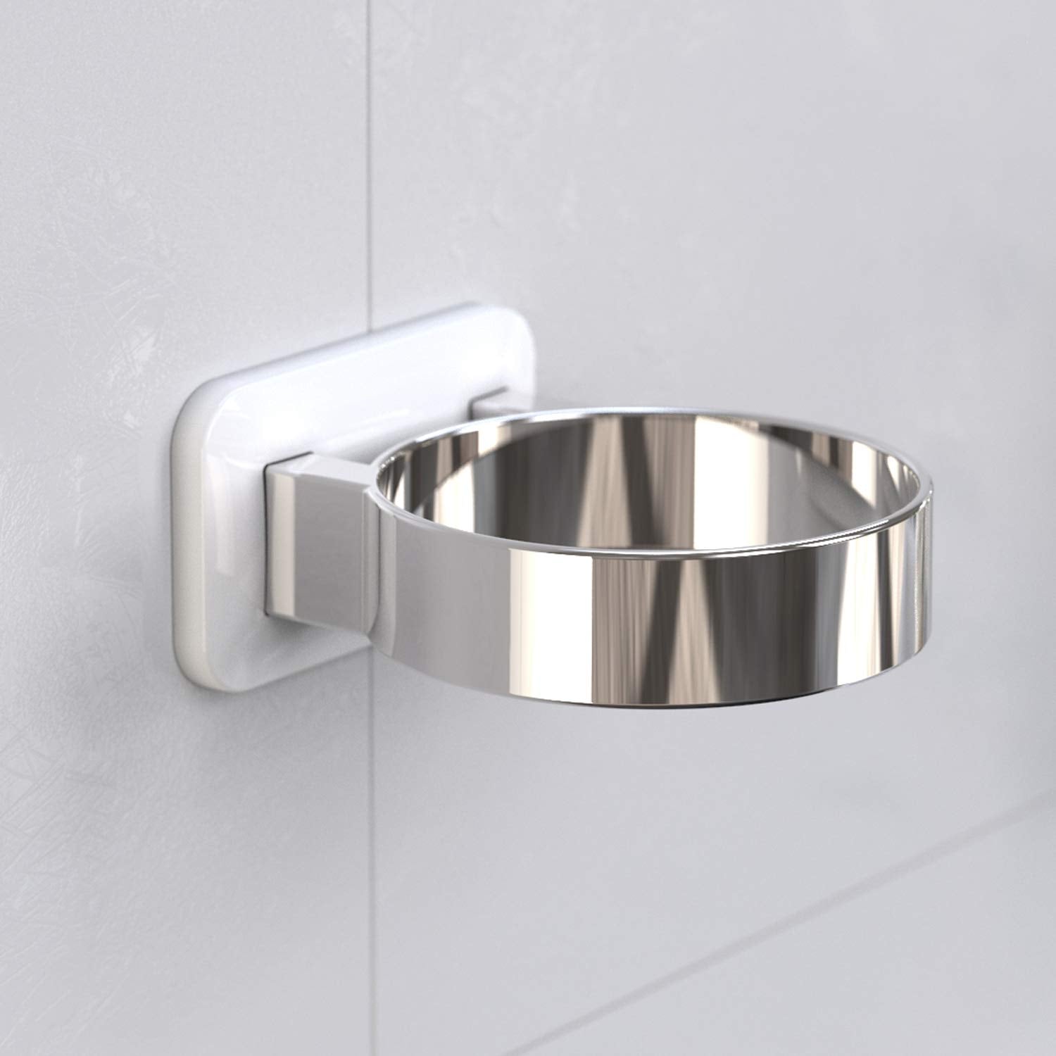 RAIKEDR Hair Dryer Holder - Extra Large Rim Bathroom Cabinet Door Stand, Wall Mount, White, L 3.7”×W 2.1”×H 4.3”