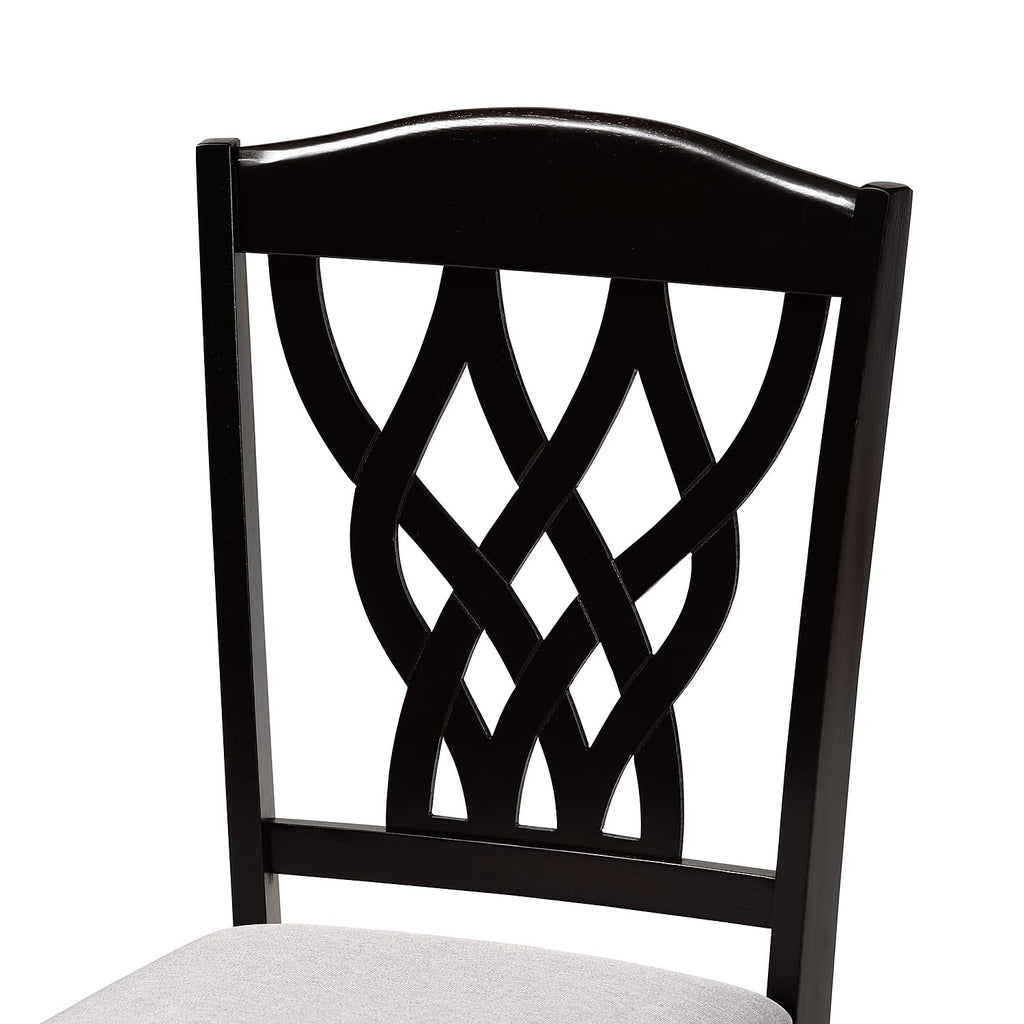 Baxton Studio Delilah Modern Fabric Dining Chair, Grey and Dark Brown, 2/Set (171-2PC-10952HT)