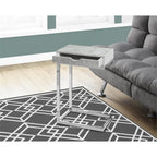 Monarch Specialties Accent Drawer-Chrome Metal Base, Gray Cement C-Table