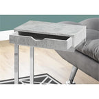 Monarch Specialties Accent Drawer-Chrome Metal Base, Gray Cement C-Table