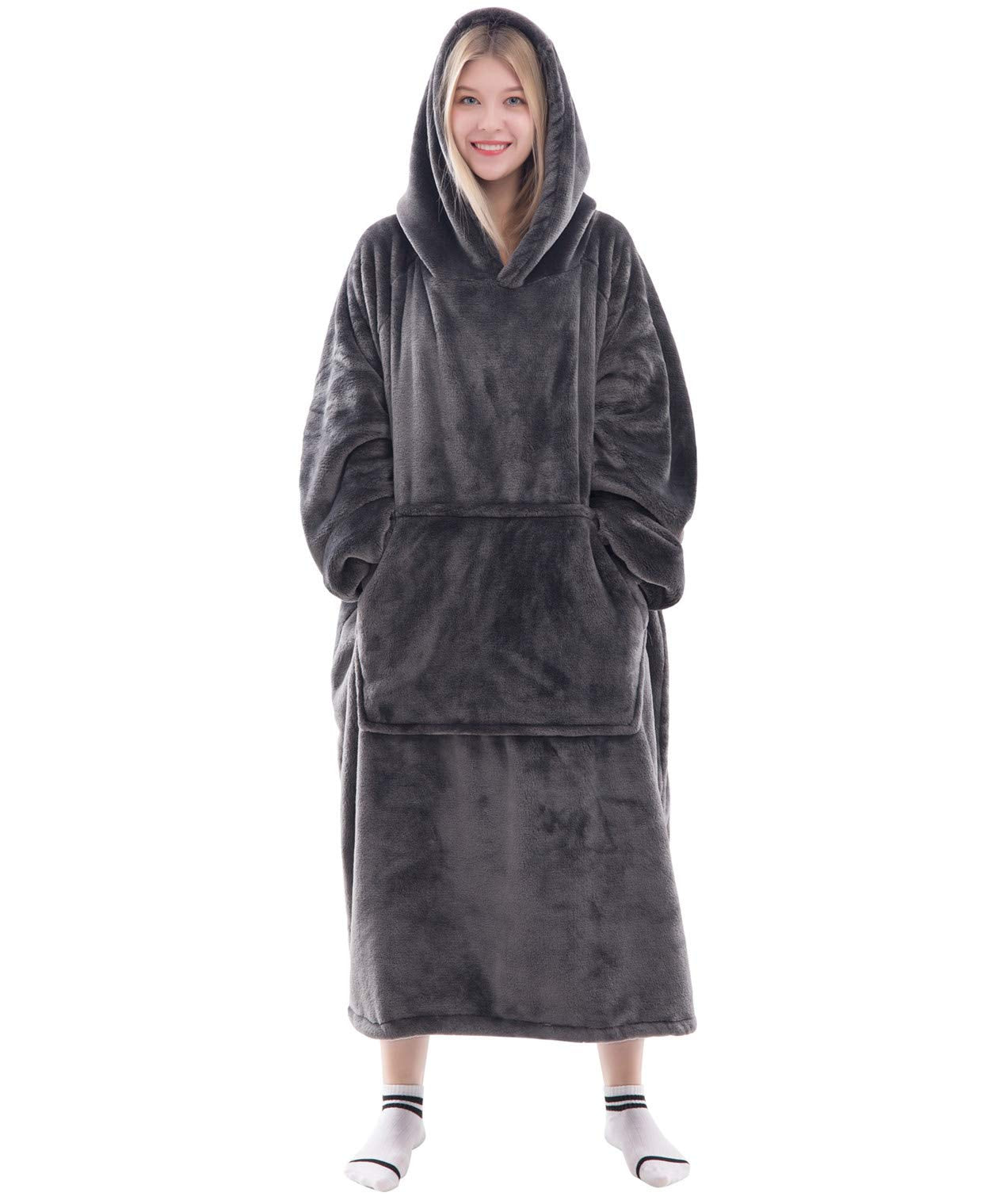 Waitu Wearable Blanket Sweatshirt Gifts For Women And Men, Warm And Cozy Giant Blanket Hoodie, Thick Flannel Blanket With Sleeve