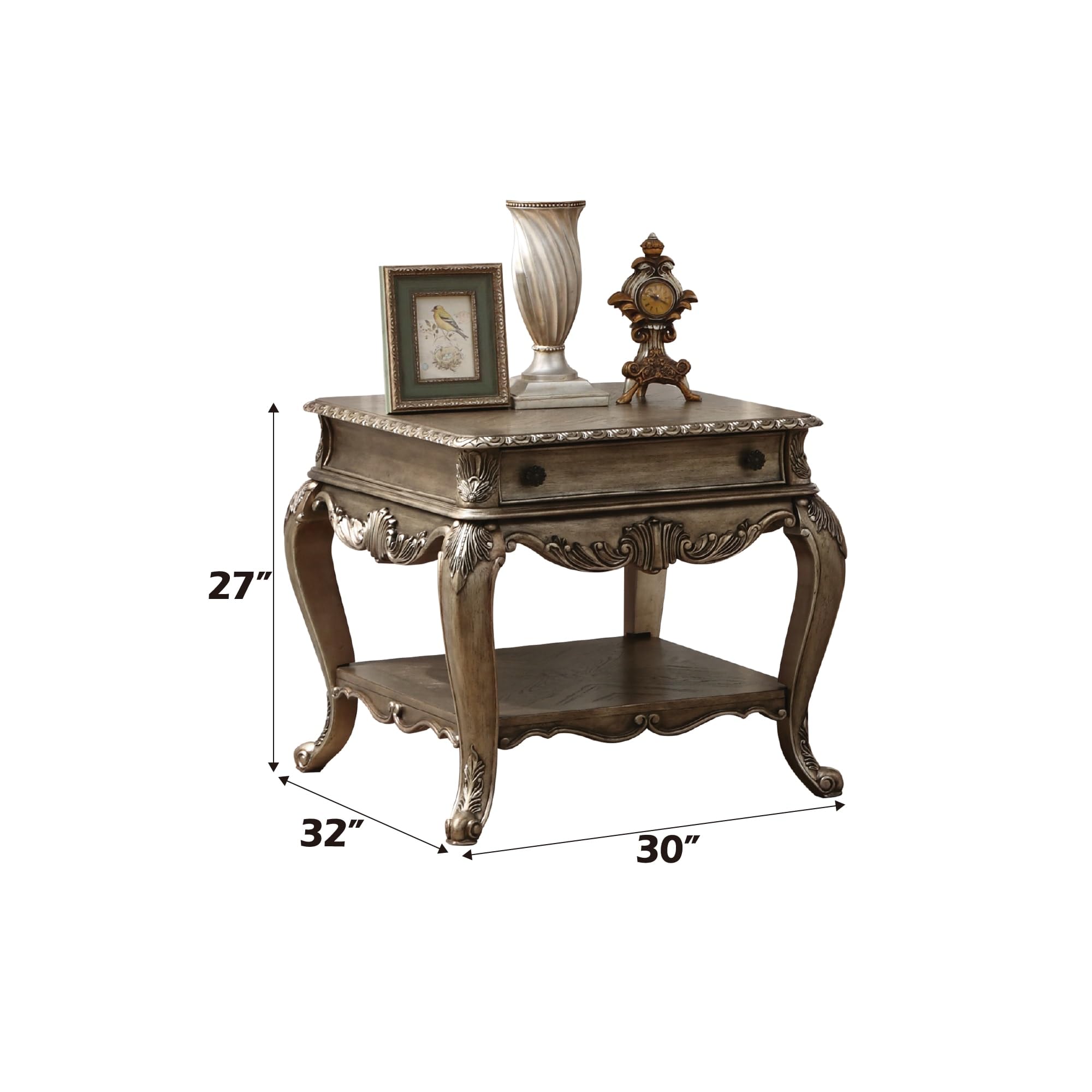 Acme Ragenardus 1 Drawer Wooden End Table With Bottom Shelf In Vintage Oak