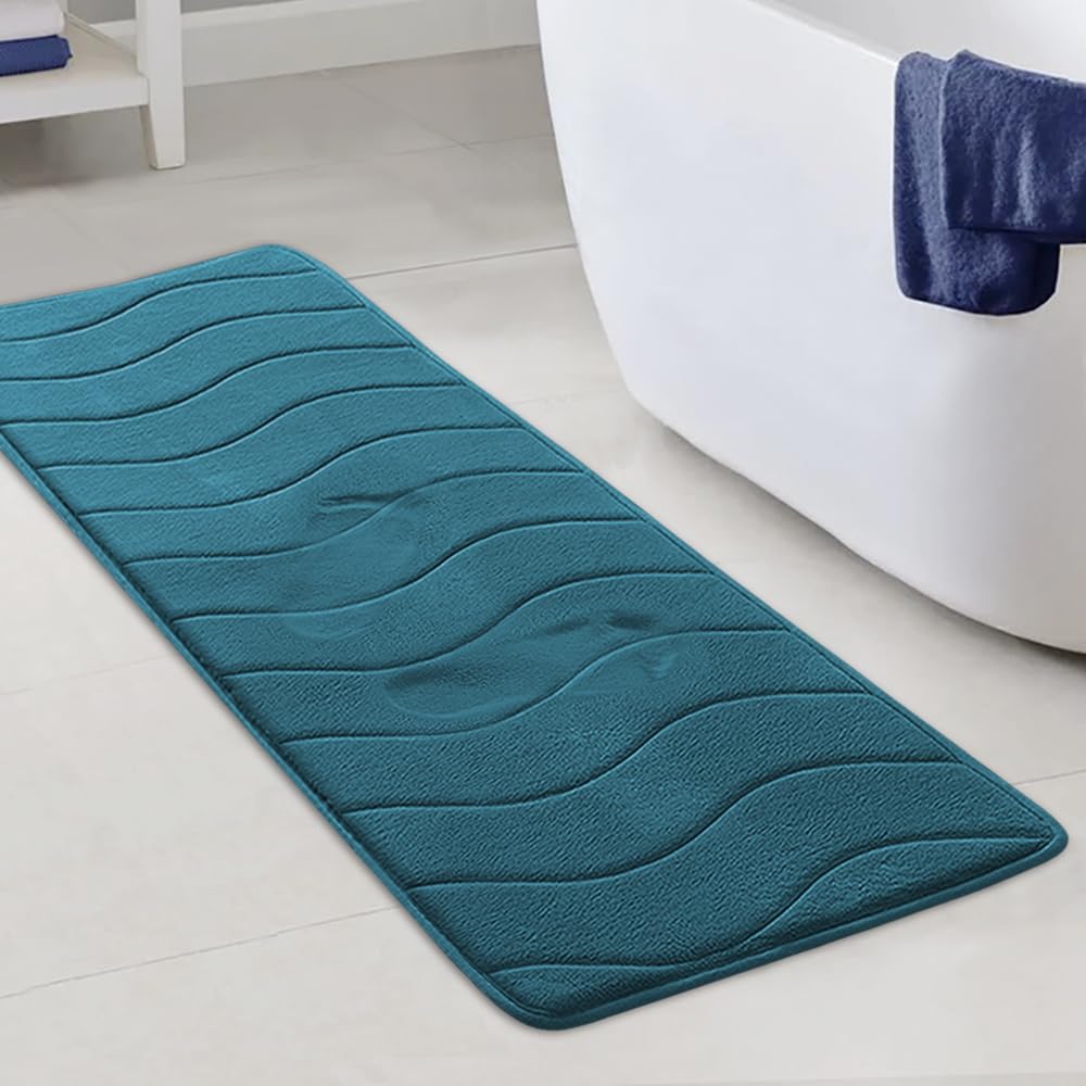Flamingo P Memory Foam Bath Mat Extra Long Bath Mats for Bathroom Non Slip Bathroom Runner Rug Water Absorbent Soft Washable Bat