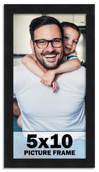 CountryArtHouse 5x10 Frame Black Solid Pine Wood Picture Frame Includes UV Acrylic Plexiglass, Acid Free Foam Backing Board and 
